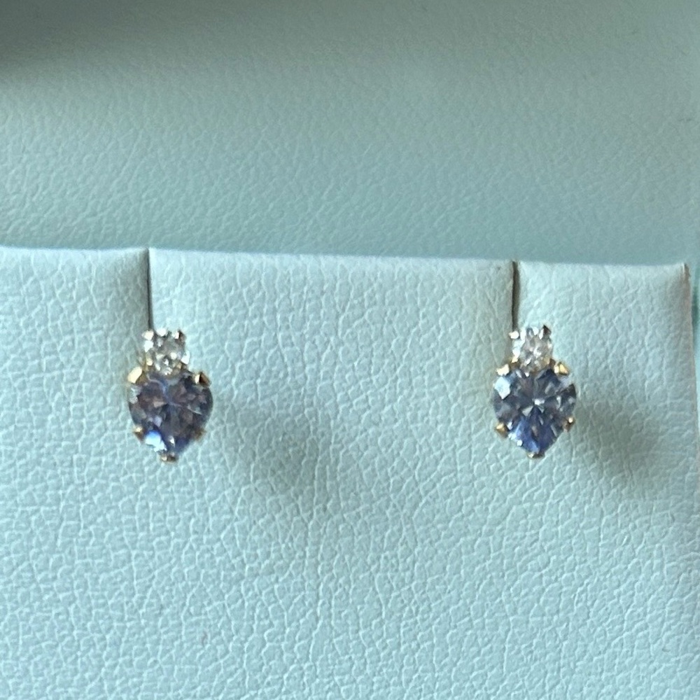Tanzanite heart shaped with diamond stud earrings.